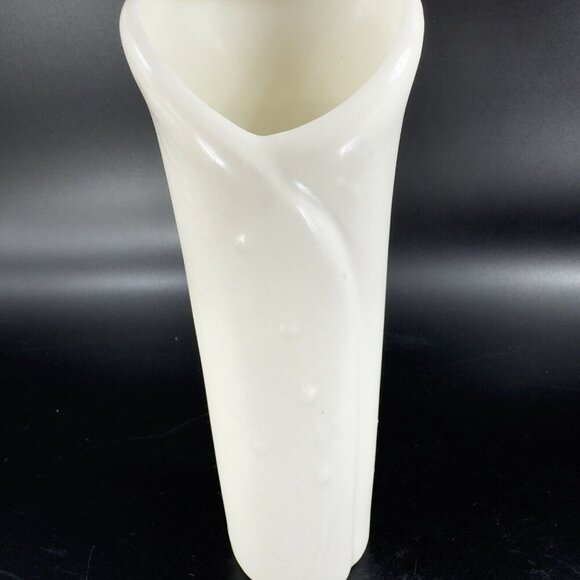 Antique White Glazed Pottery Bud Vase Flower Shaped Vessel Vase Ceramic USA VTG - Picture 6 of 13
